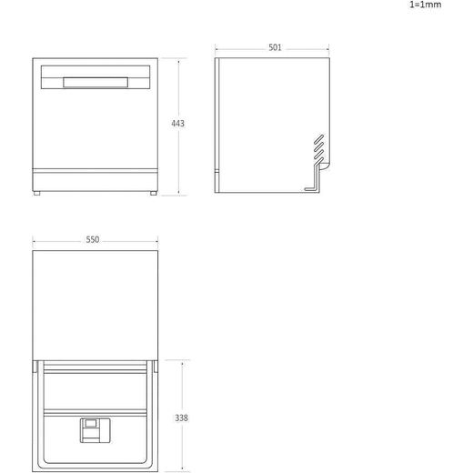 Candy RapidÓ Table Top Dishwasher - White - Annotation - dimesons shot